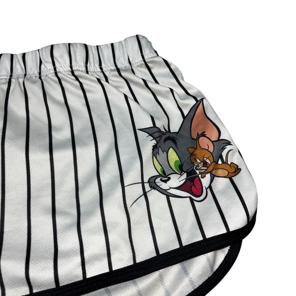 Tom & Jerry Girl's Size XL Athletic Running Shorts White Striped Lounge Shorts - Picture 2 of 7